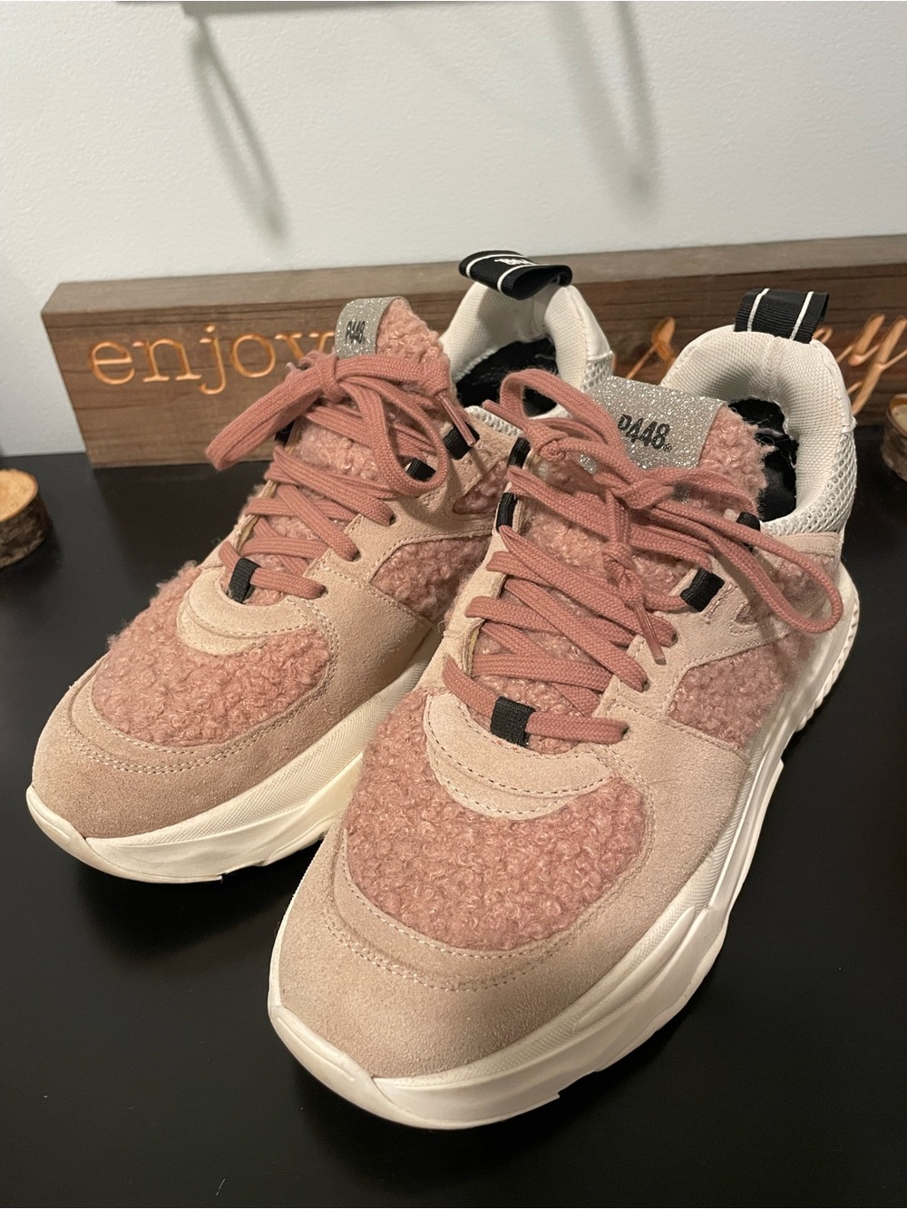 P448 pink fuzzy sneakers size 38 made in Italy